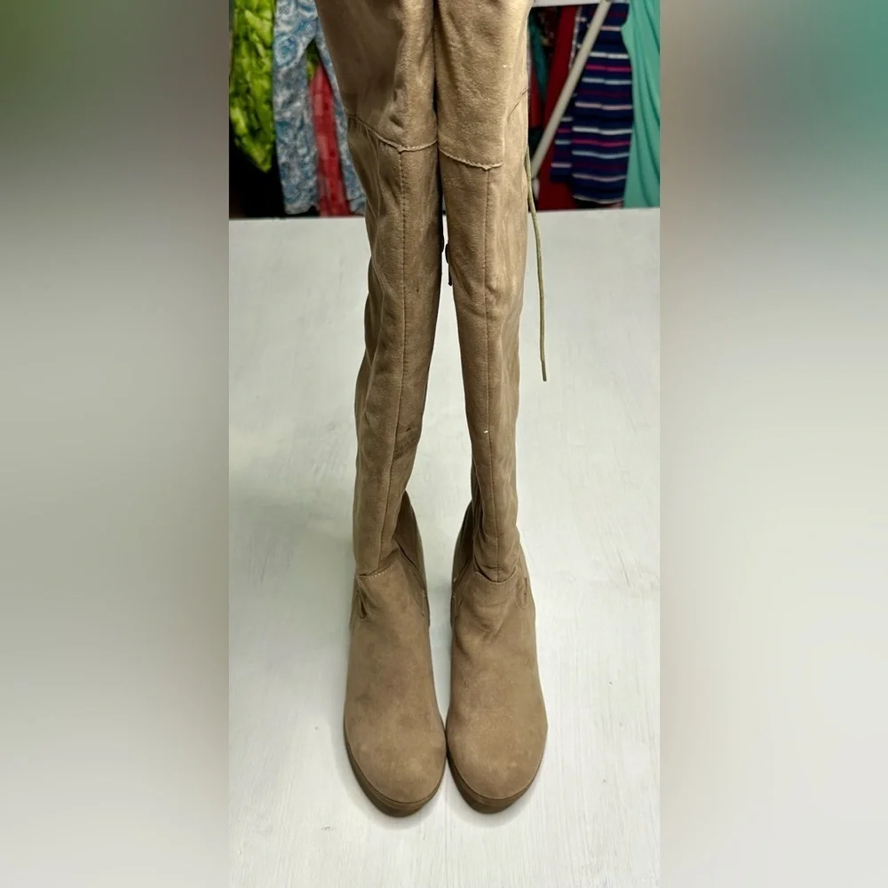 Madden Girl Over-the-Knee Boots • Taupe Faux Suede • G-Deedee • 5.5